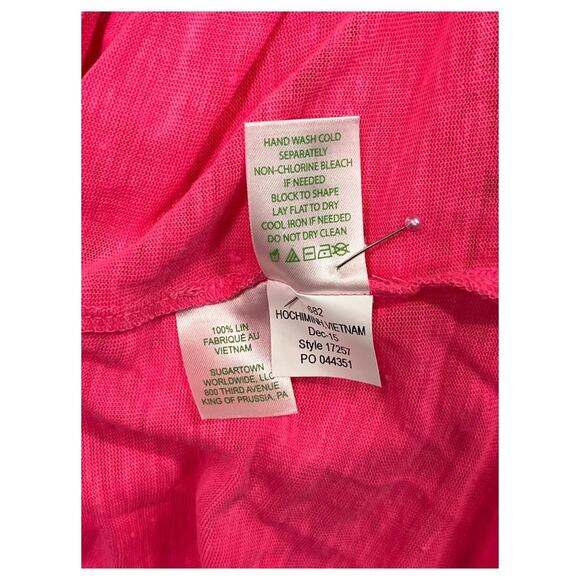Lilly Pulitzer Shirt Womens Large Linen V Neck Henley Button Lightweight Beach - Picture 8 of 13